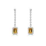 14K Gold Citrine & Diamond Drop Dangle Earrings - 0.43 CT