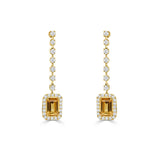 14K Gold Citrine & Diamond Drop Dangle Earrings - 0.43 CT