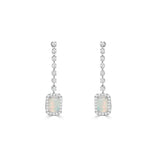 14K Gold Opal & Diamond Drop Dangle Earrings - 0.48 CT