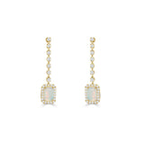14K Gold Opal & Diamond Drop Dangle Earrings - 0.48 CT