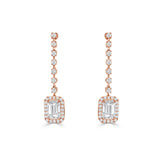 14K Gold Diamond Emerald Cut Drop Earrings - 1.73 CT