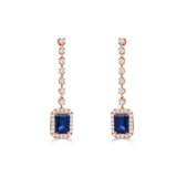 14K Gold Sapphire & Diamond Drop Dangle Earrings - 0.42 CT