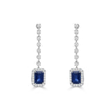 14K Gold Sapphire & Diamond Drop Dangle Earrings - 0.42 CT