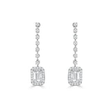 14K Gold Diamond Emerald Cut Drop Earrings - 1.73 CT