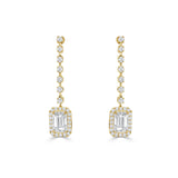 14K Gold Diamond Emerald Cut Drop Earrings - 1.73 CT