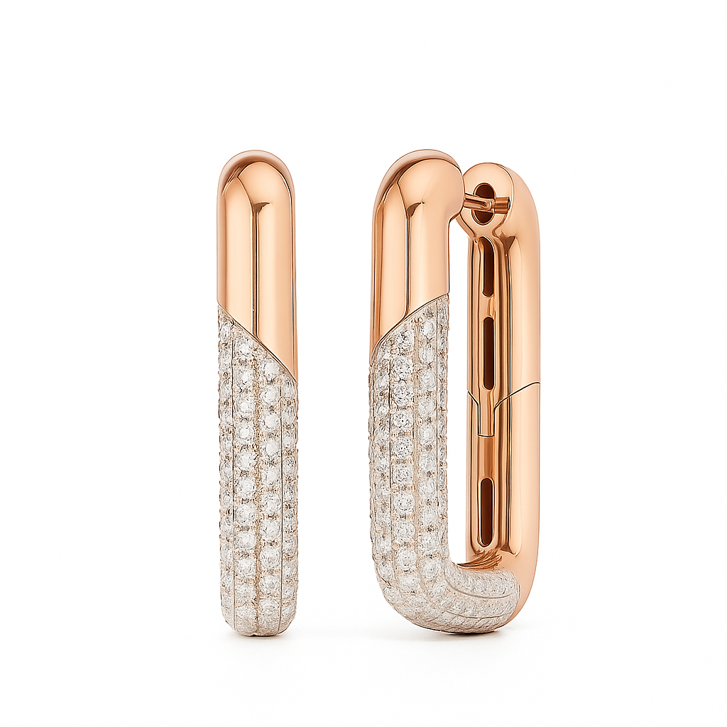 18K Gold Diamond Rectangular Earrings - 2.47 CT