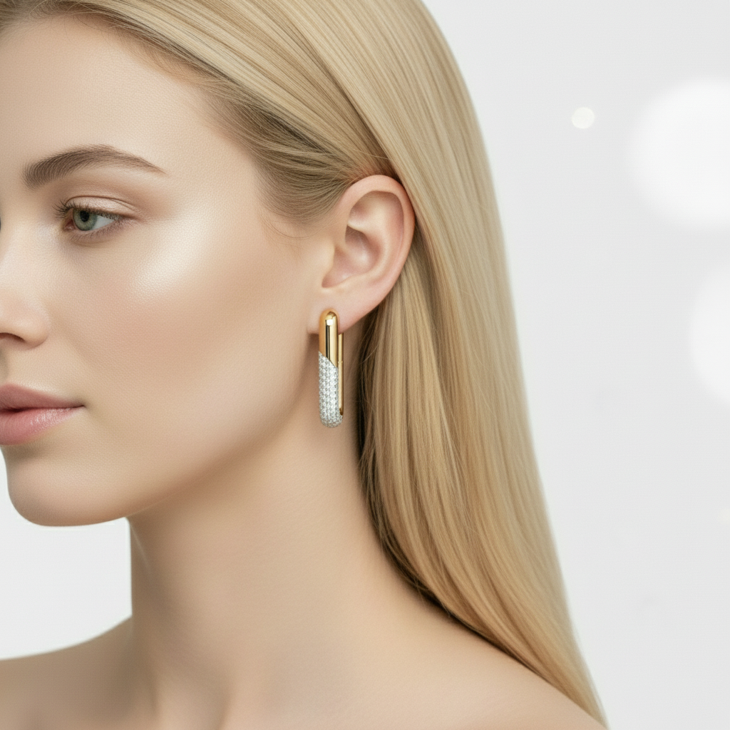 18K Gold Diamond Rectangular Earrings - 2.47 CT