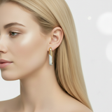 18K Gold Diamond Rectangular Earrings - 2.47 CT
