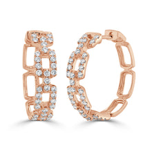 Load image into Gallery viewer, 14k Gold &amp; Diamond Link Hoop Earrings