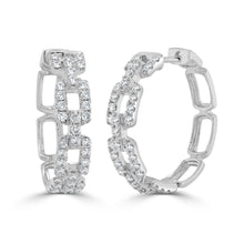 Load image into Gallery viewer, 14k Gold &amp; Diamond Link Hoop Earrings