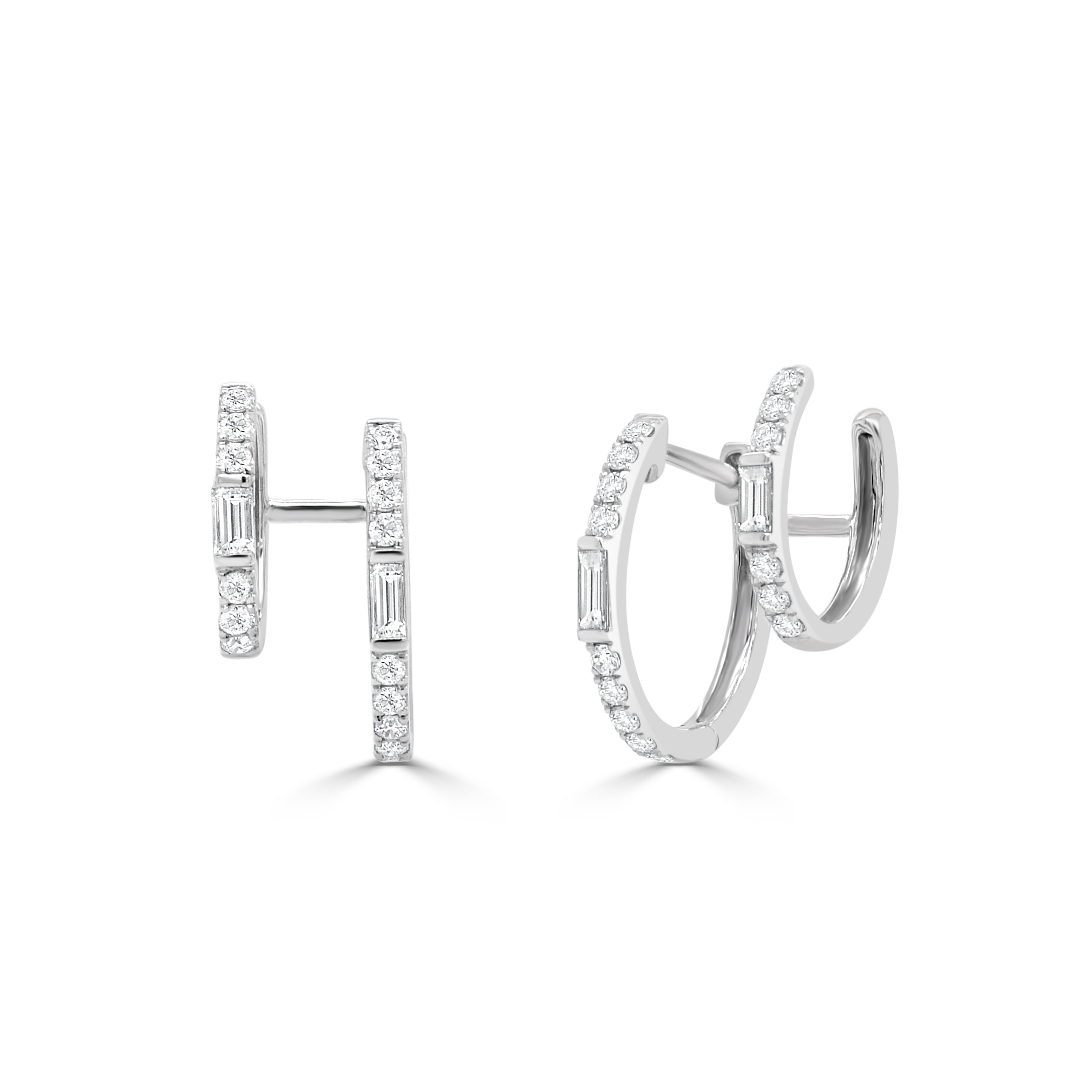 14K Gold Diamond Cuff Huggie Earrings - 0.63 CT