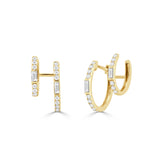 14K Gold Diamond Cuff Huggie Earrings - 0.63 CT