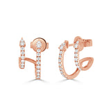 14K Gold Diamond Cuff Stud Earrings - 0.51 CT