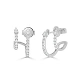 14K Gold Diamond Cuff Stud Earrings - 0.51 CT