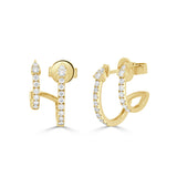 14K Gold Diamond Cuff Stud Earrings - 0.51 CT