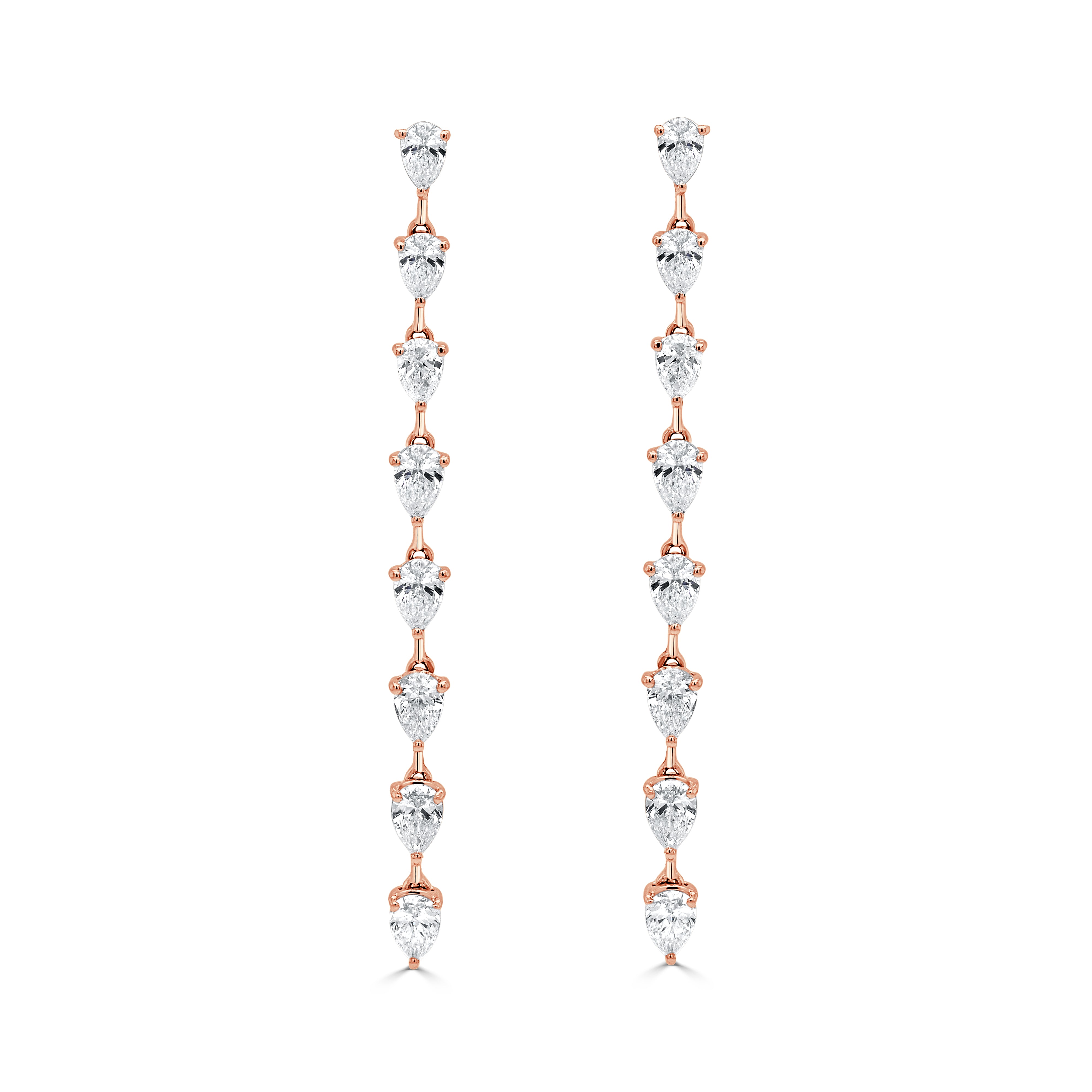 18K Gold & Pear Shape Diamond Drop Earrings - 2.94ct