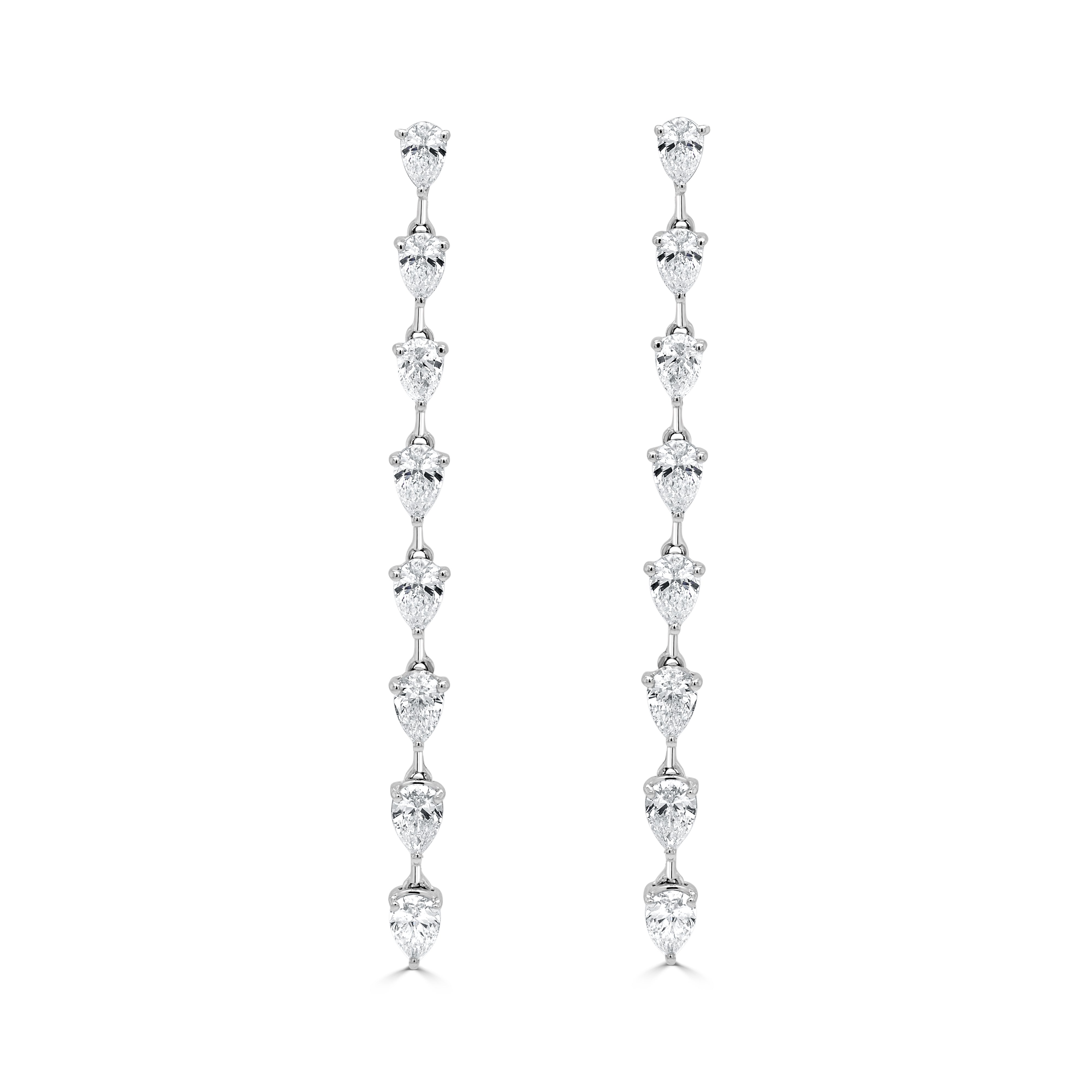 18K Gold & Pear Shape Diamond Drop Earrings - 2.94ct
