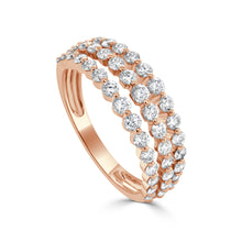 Load image into Gallery viewer, 14K Gold &amp; Diamond 3-Row Ring