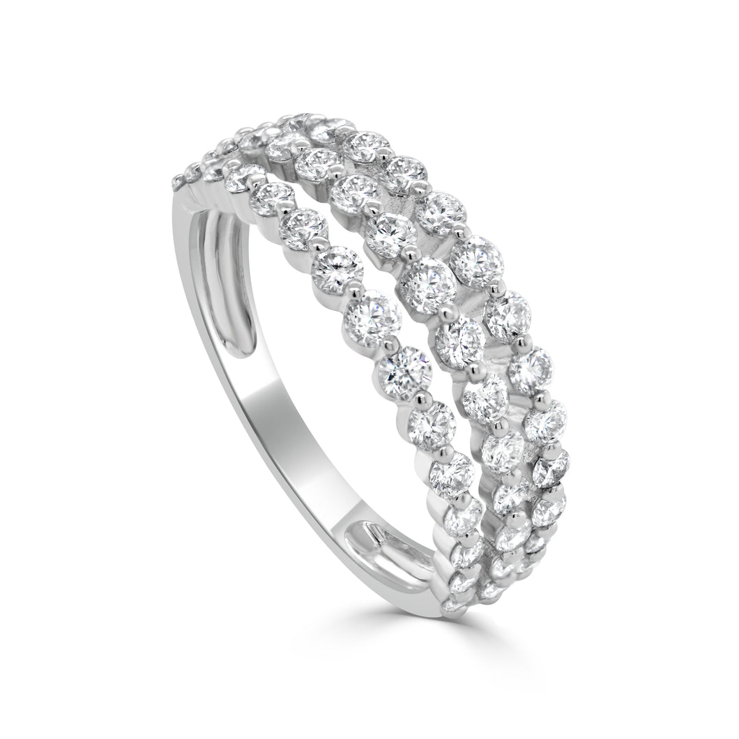 14K Gold & Diamond 3-Row Ring