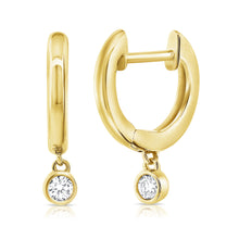 Load image into Gallery viewer, 14K Gold Diamond Huggie Dangle Earrings
