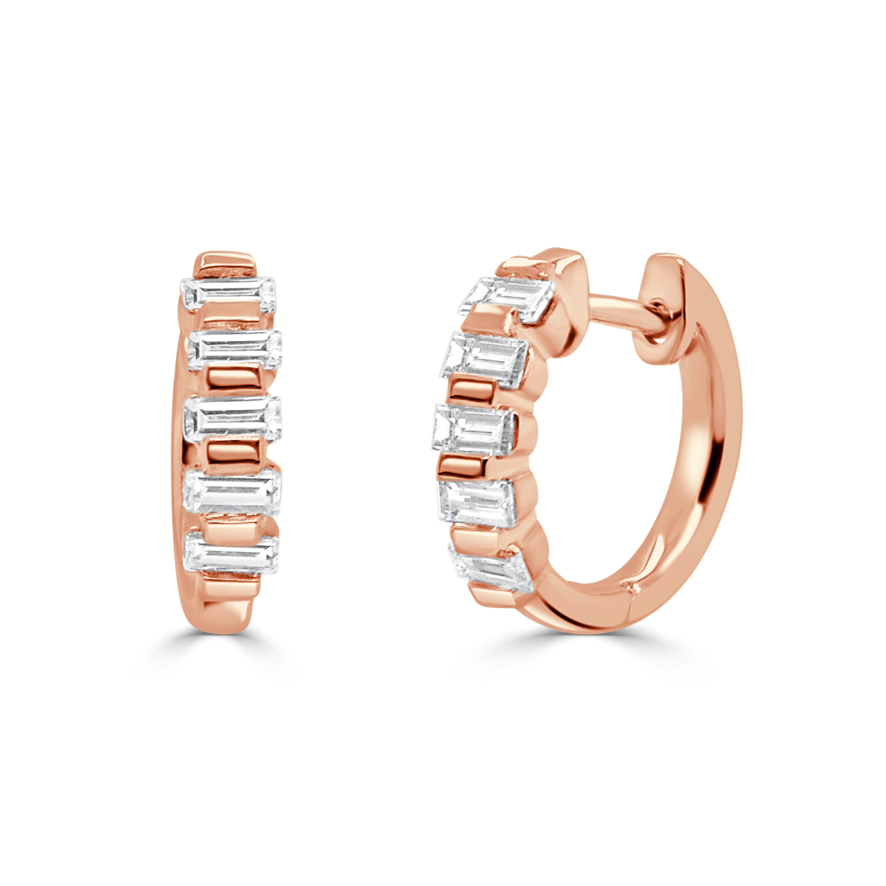 14K Gold Diamond Huggie Earrings