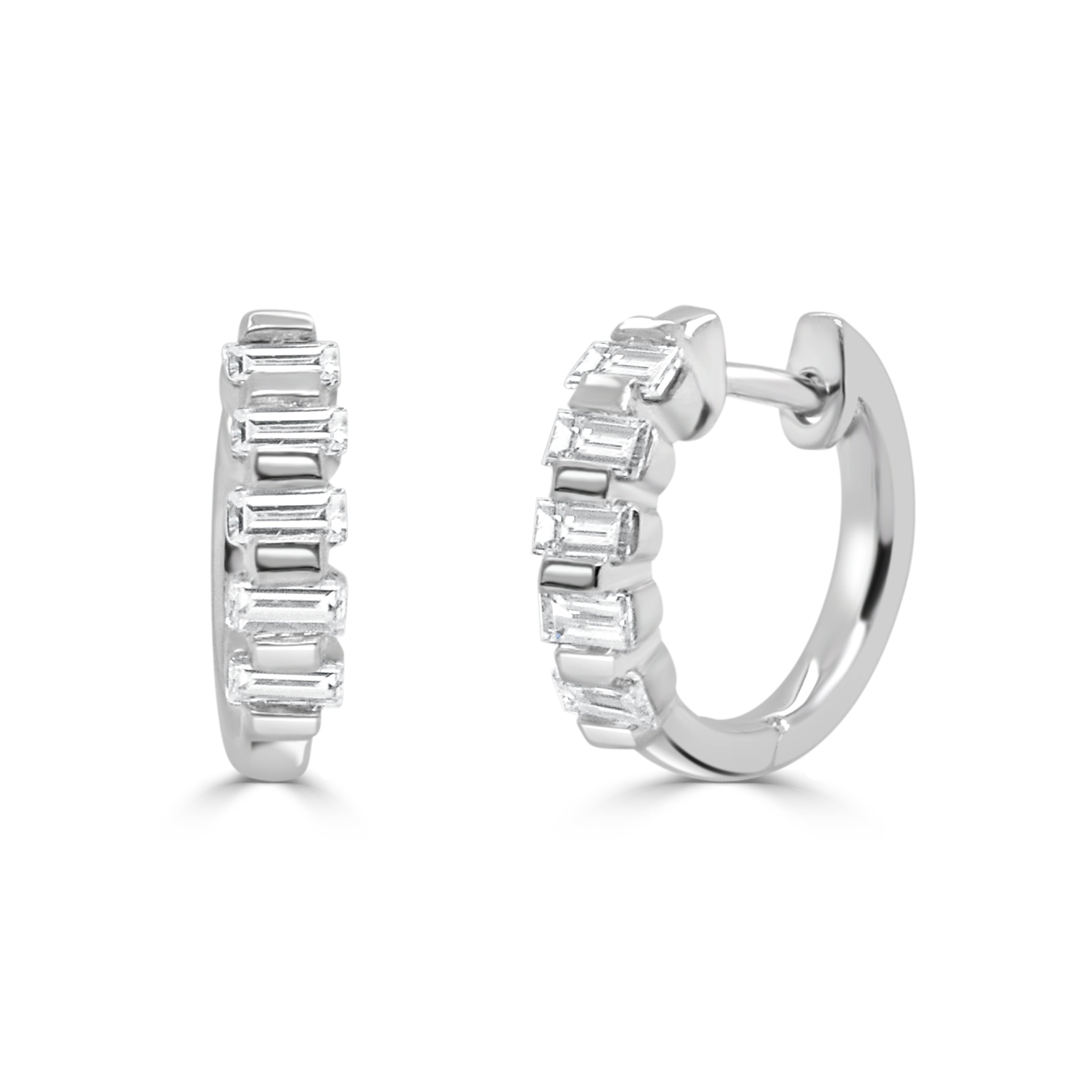 14K Gold Diamond Huggie Earrings