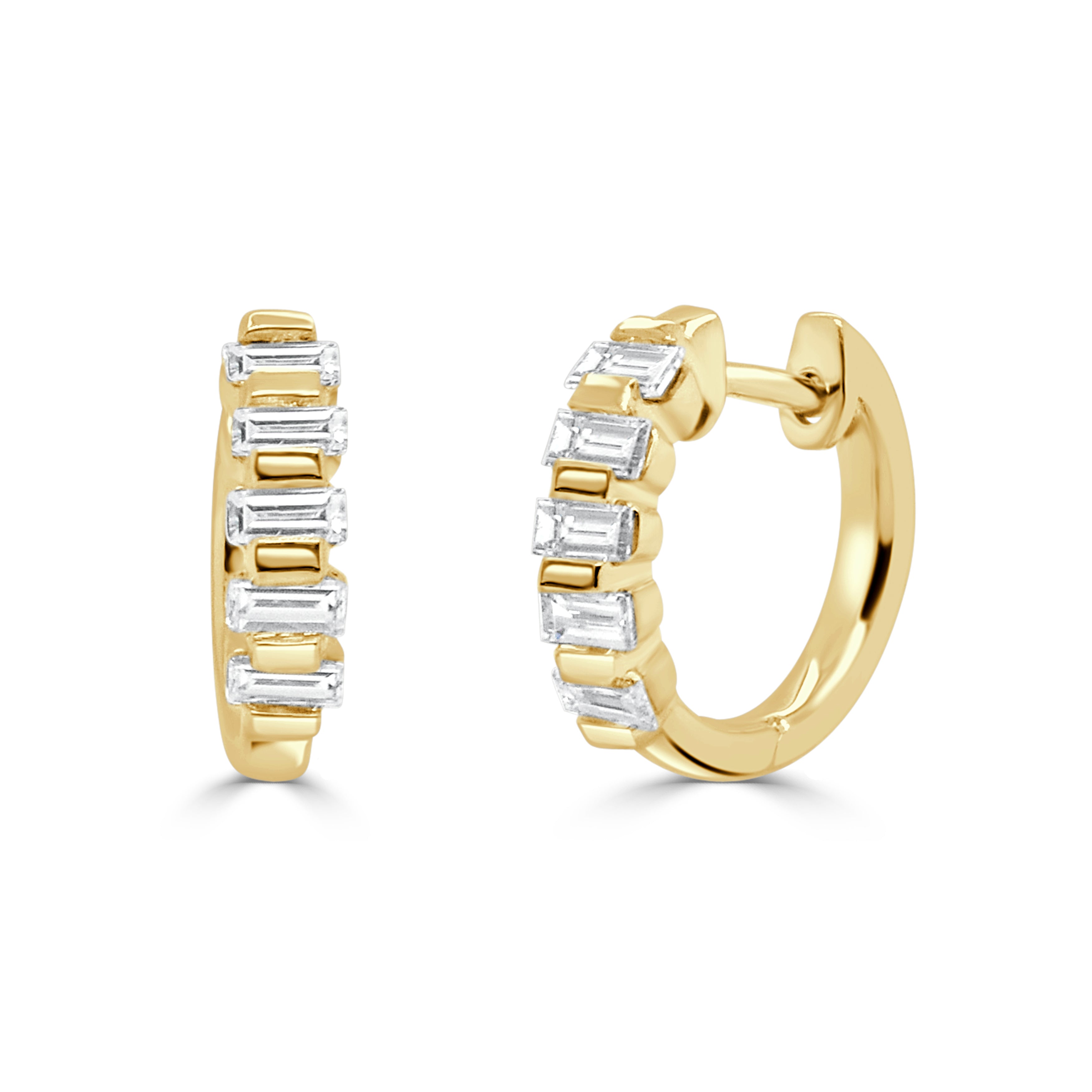 14K Gold Diamond Huggie Earrings