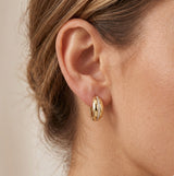 14K Gold Diamond Hoop Earrings - 0.15 CT