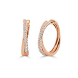 14K Gold & Diamond Swirl Hoop Earrings - 0.76 CT