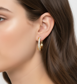 14K Gold & Diamond Swirl Hoop Earrings - 0.76 CT