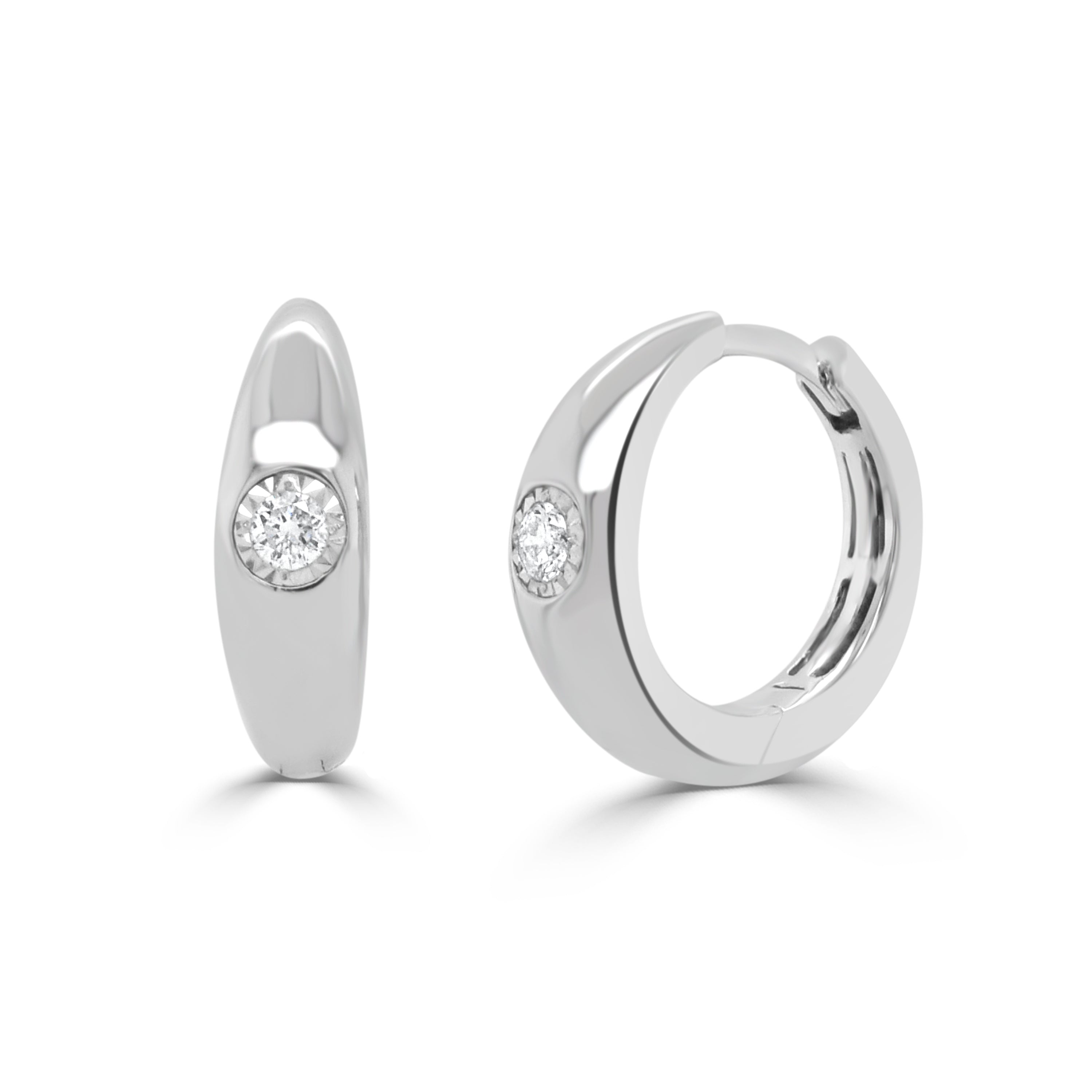 14K Gold Diamond Hoop Earrings - 0.15 ct