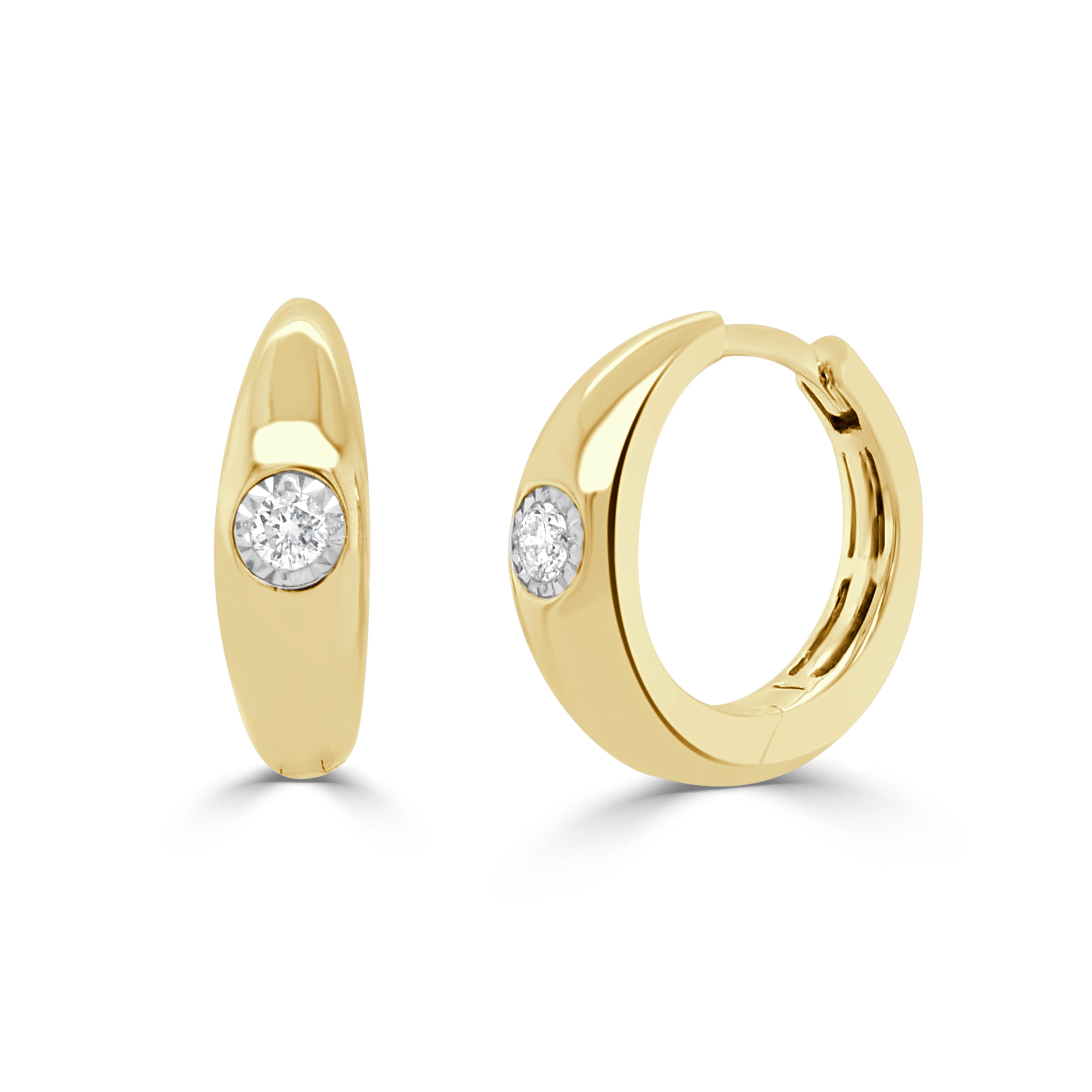 14K Gold Diamond Hoop Earrings - 0.15 ct