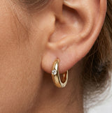 14K Gold Diamond Hoop Earrings - 0.15 ct