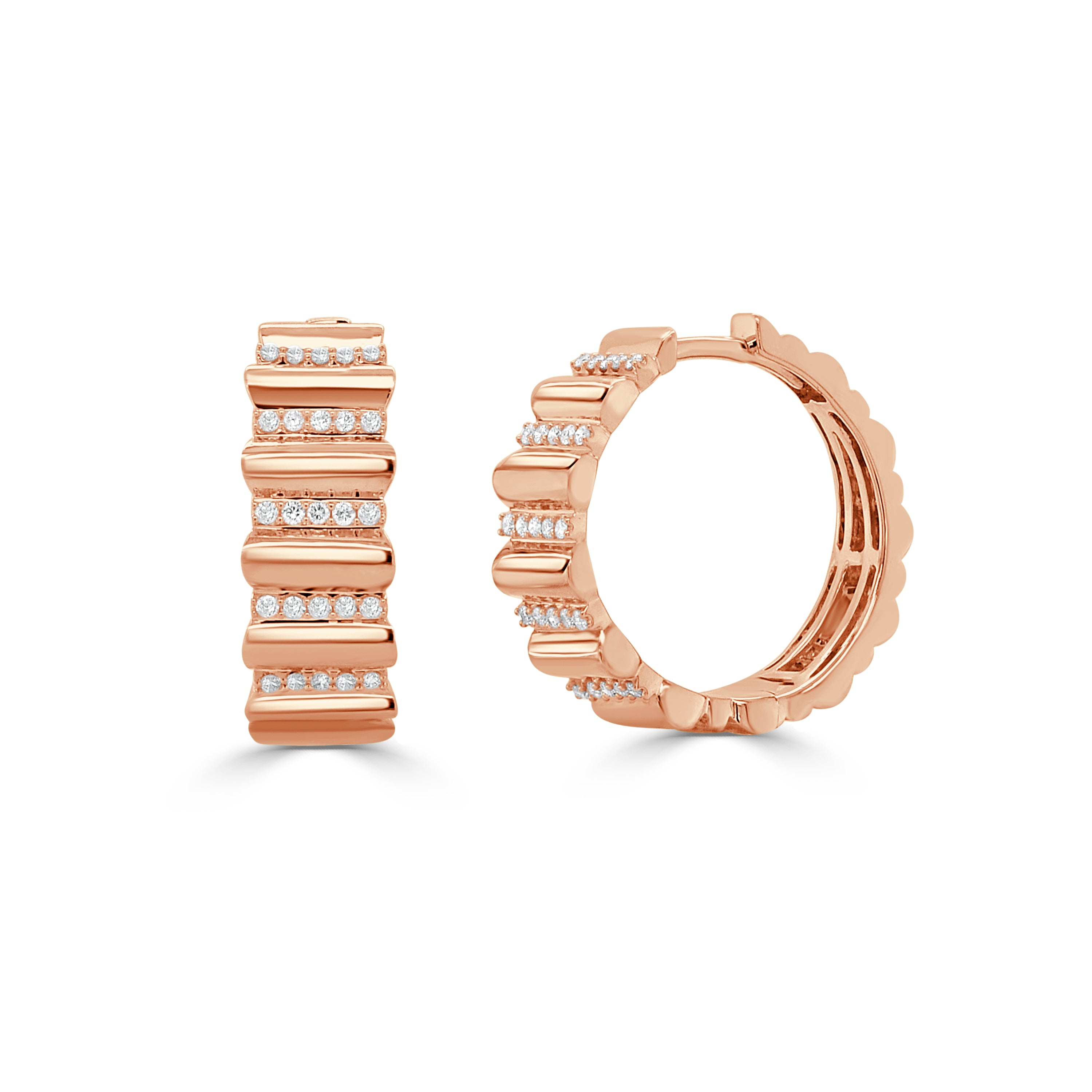 14K Gold Diamond Hoop Earrings - 0.27 CT