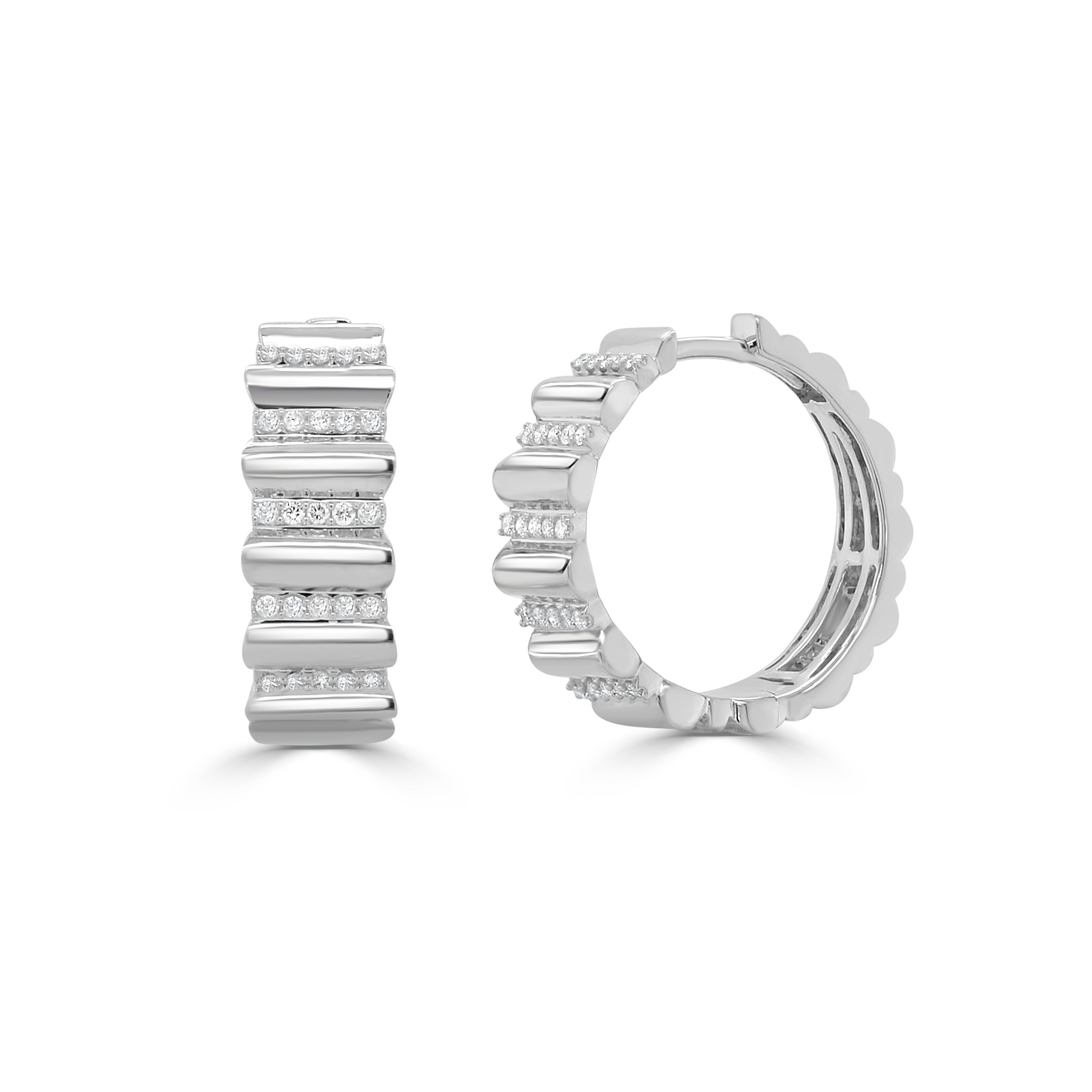 14K Gold Diamond Hoop Earrings - 0.27 CT
