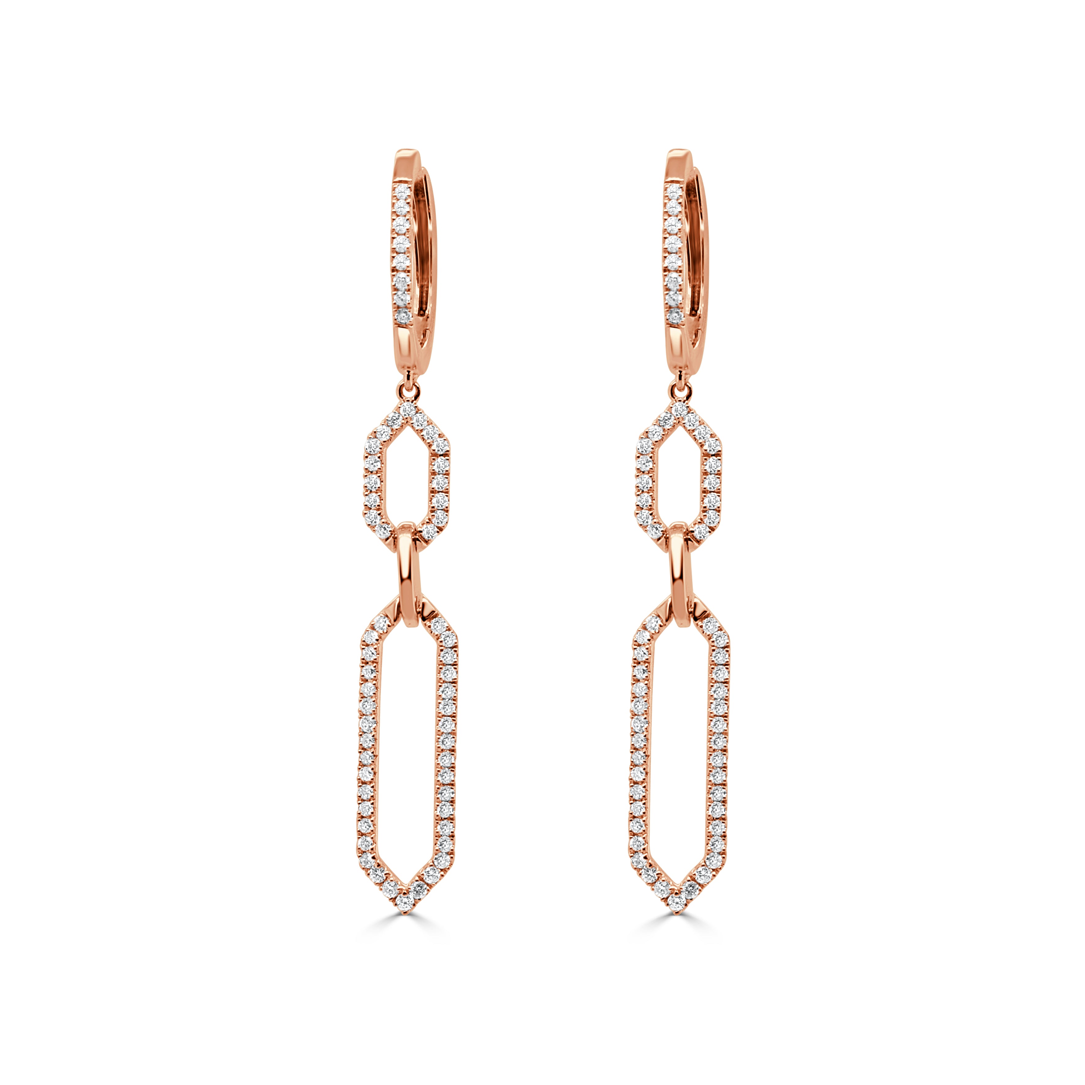 14K Gold Diamond Link Drop Earrings - 0.43 CT