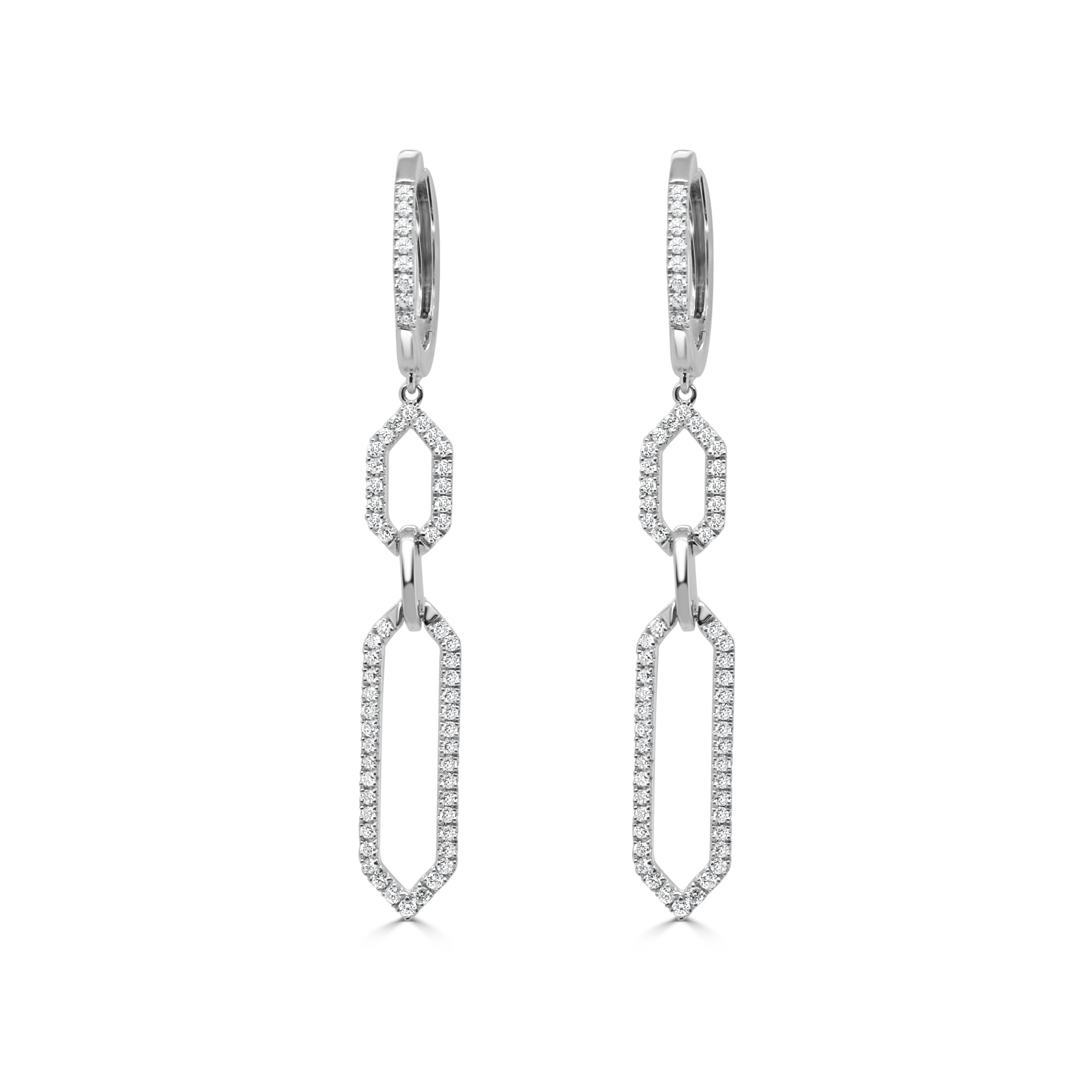 14K Gold Diamond Link Drop Earrings - 0.43 CT