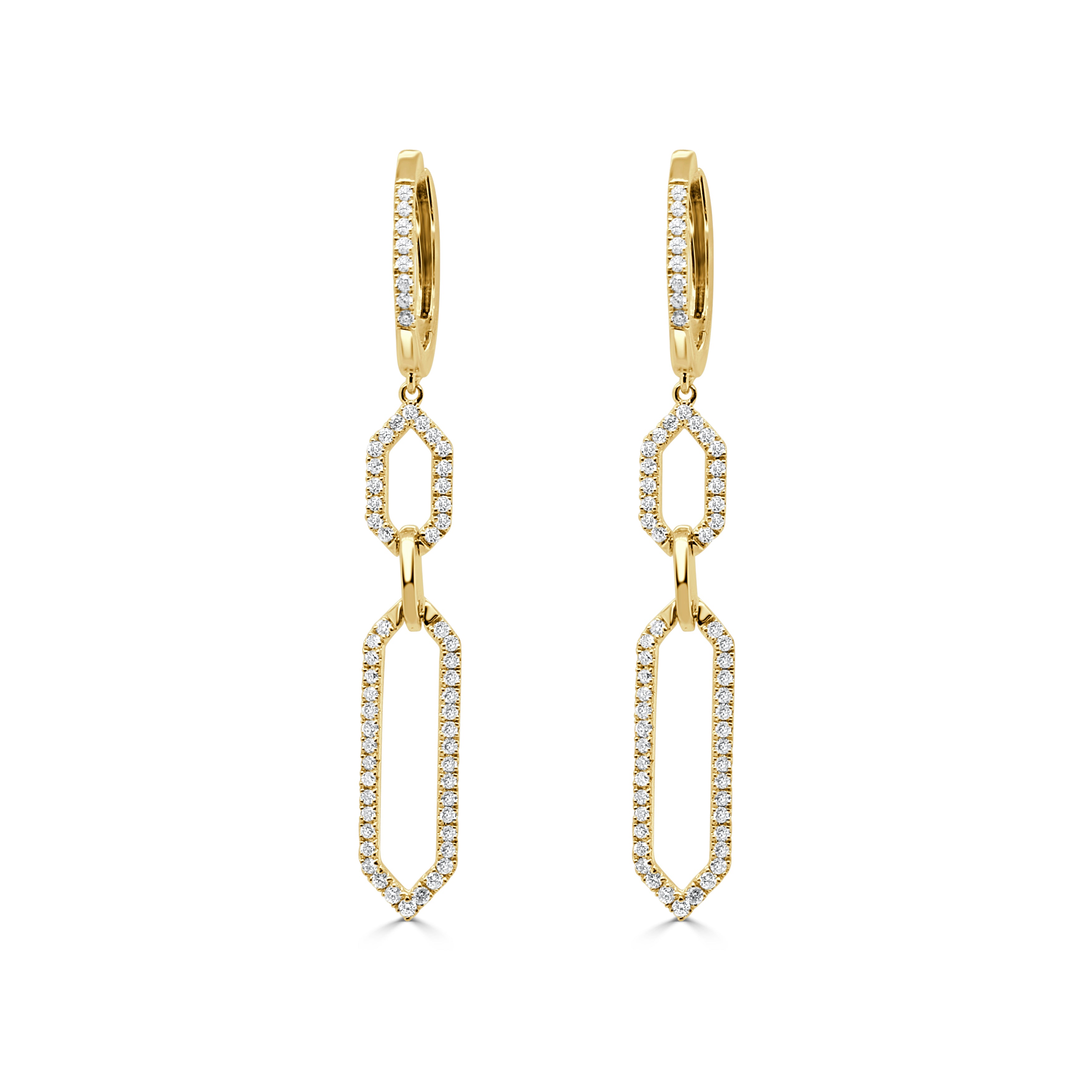 14K Gold Diamond Link Drop Earrings - 0.43 CT