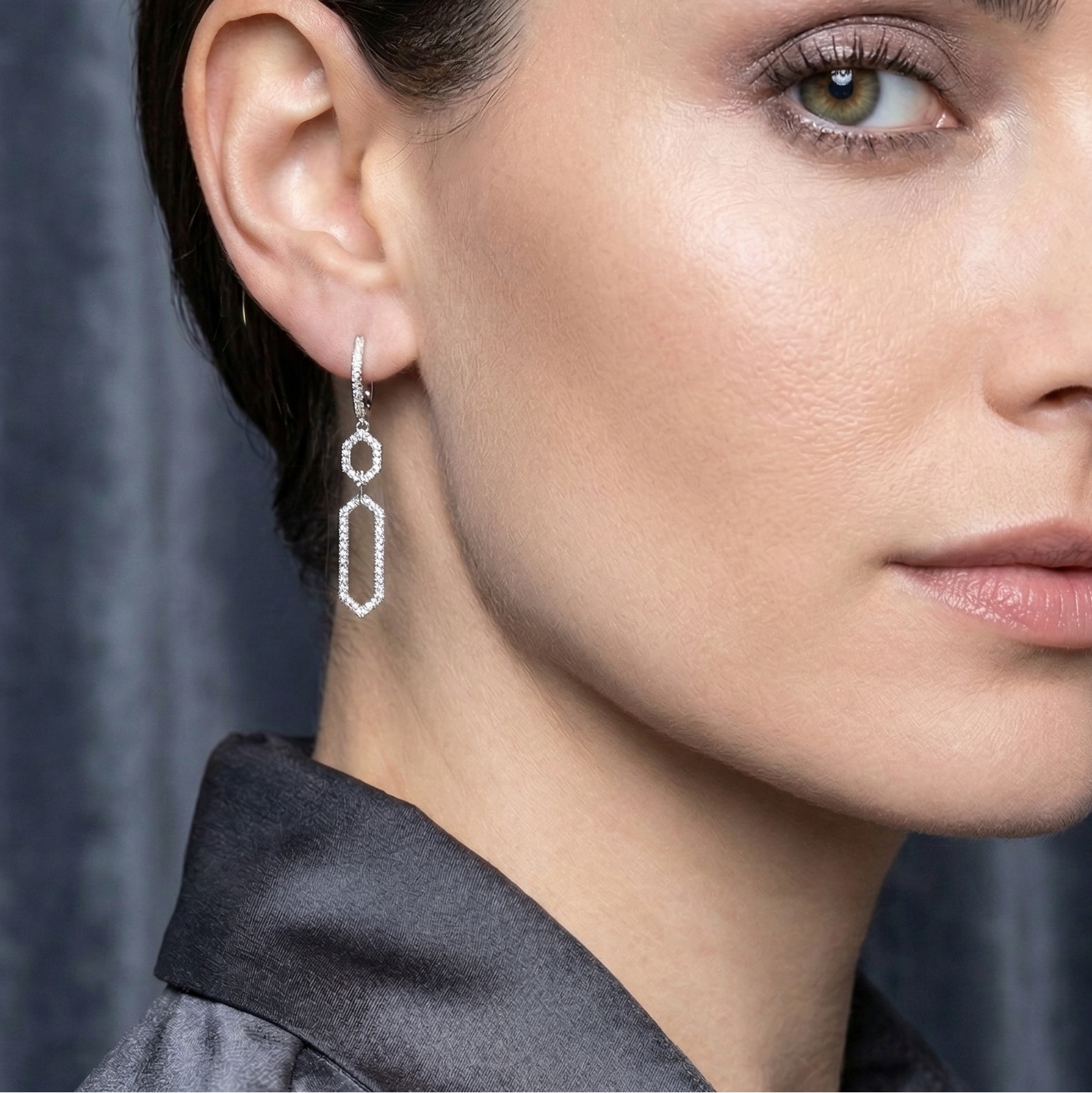 14K Gold Diamond Link Drop Earrings - 0.43 CT