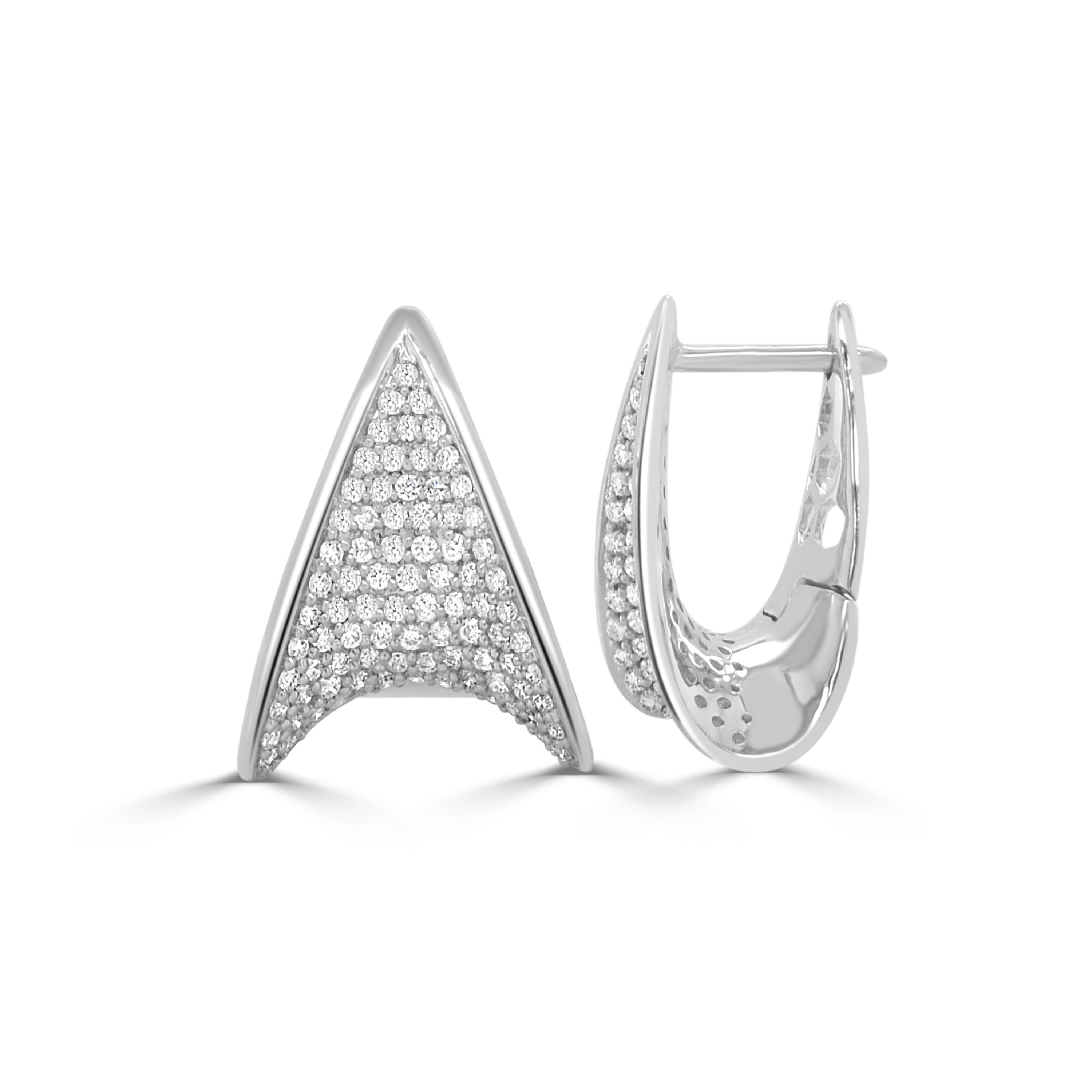 14K Gold Diamond Triangle Huggie Earrings - 0.73 CT