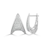 14K Gold Diamond Triangle Huggie Earrings - 0.73 CT