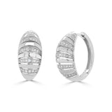 14K Gold Diamond Ribbed Hoop Earrings - 0.29 CT