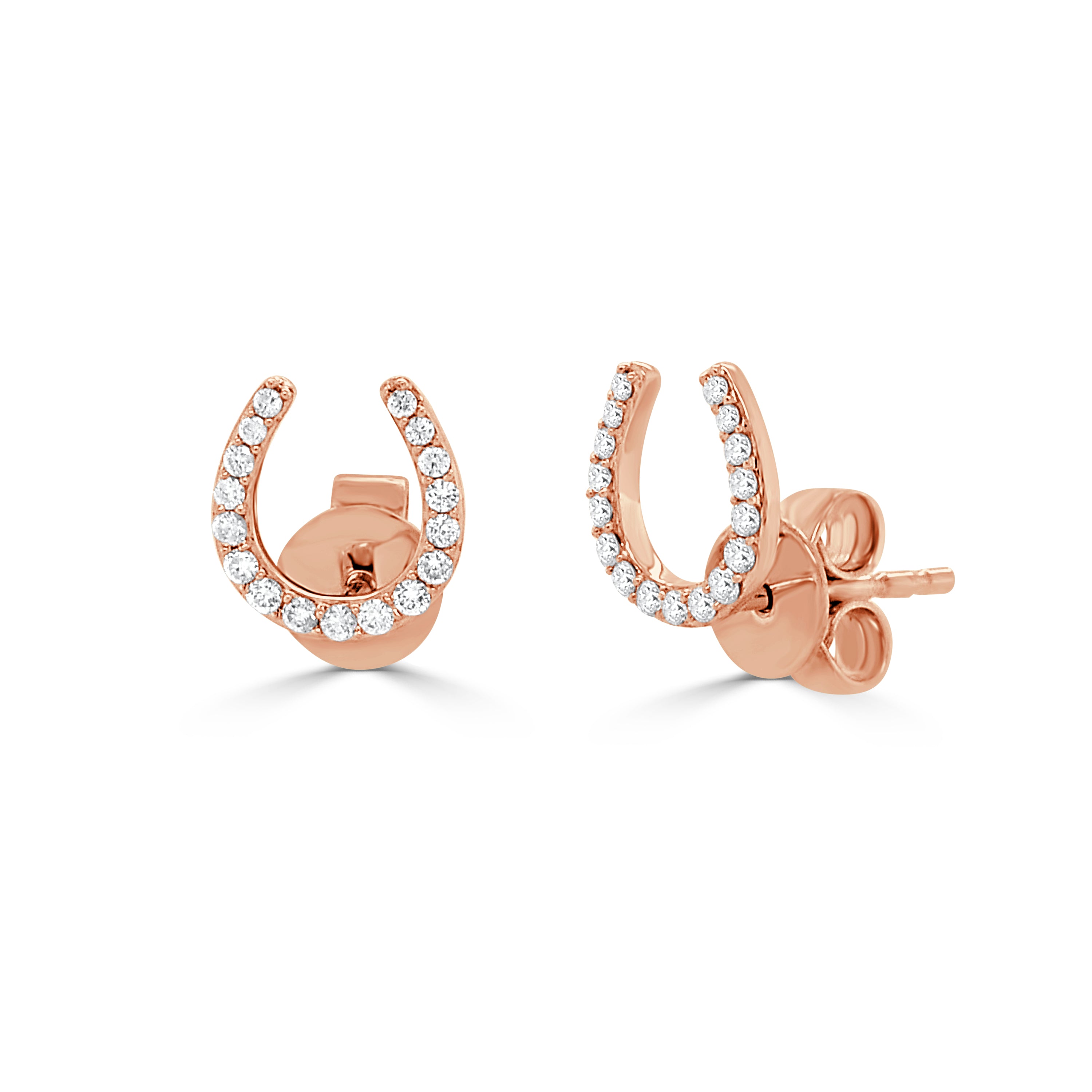 14K Gold Diamond Horseshoe Stud Earrings - 0.20 CT