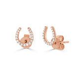 14K Gold Diamond Horseshoe Stud Earrings - 0.20 CT