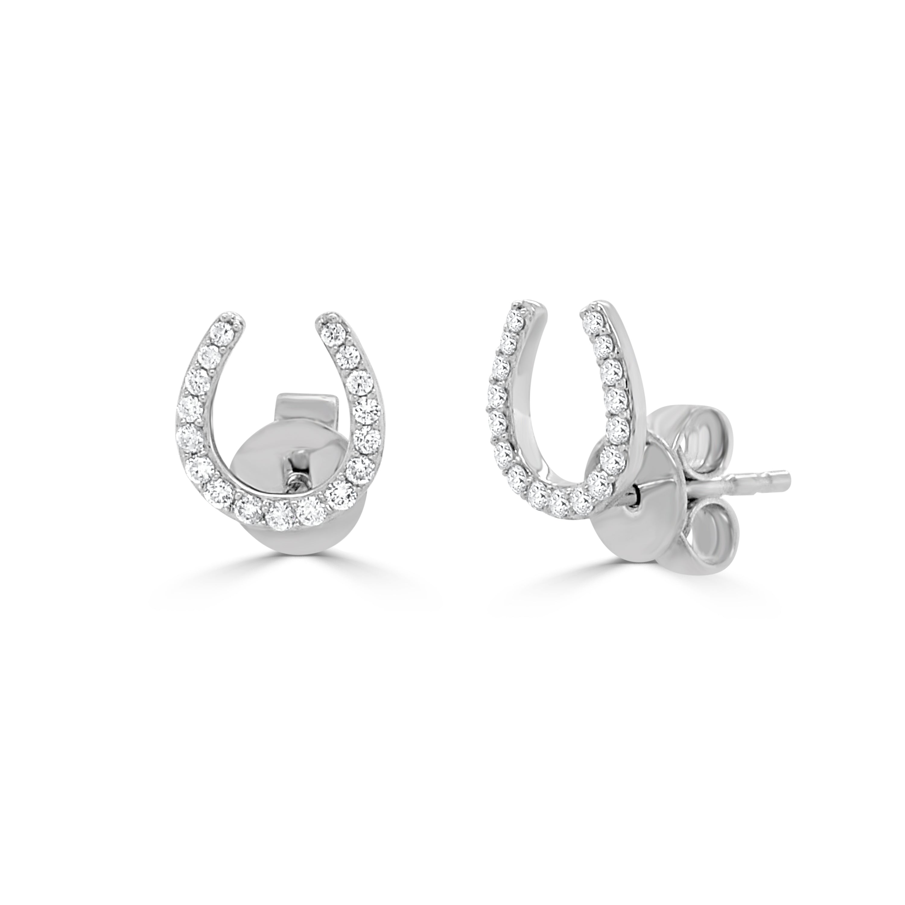 14K Gold Diamond Horseshoe Stud Earrings - 0.20 CT