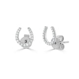 14K Gold Diamond Horseshoe Stud Earrings - 0.20 CT