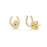 14K Gold Diamond Horseshoe Stud Earrings - 0.20 CT