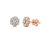 14K Gold Diamond Flower Stud Earrings - 0.31 CT