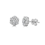 14K Gold Diamond Flower Stud Earrings - 0.31 CT
