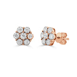 14K Gold Diamond Flower Stud Earring - 0.49 CT